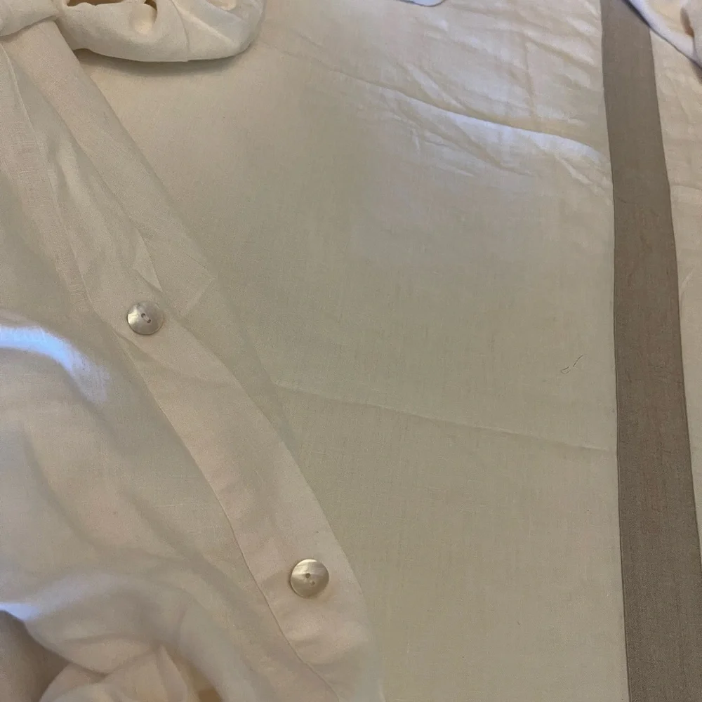 King sized Pom Pom at Home linen Duvet Cover - cream and flax - Picture 5 of 9
